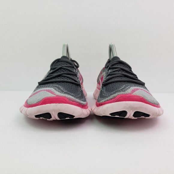 Nike Free Flyknit 5 Womens Size 6 Grey Pink Foil Running Shoes 615806 016 - Picture 7 of 13